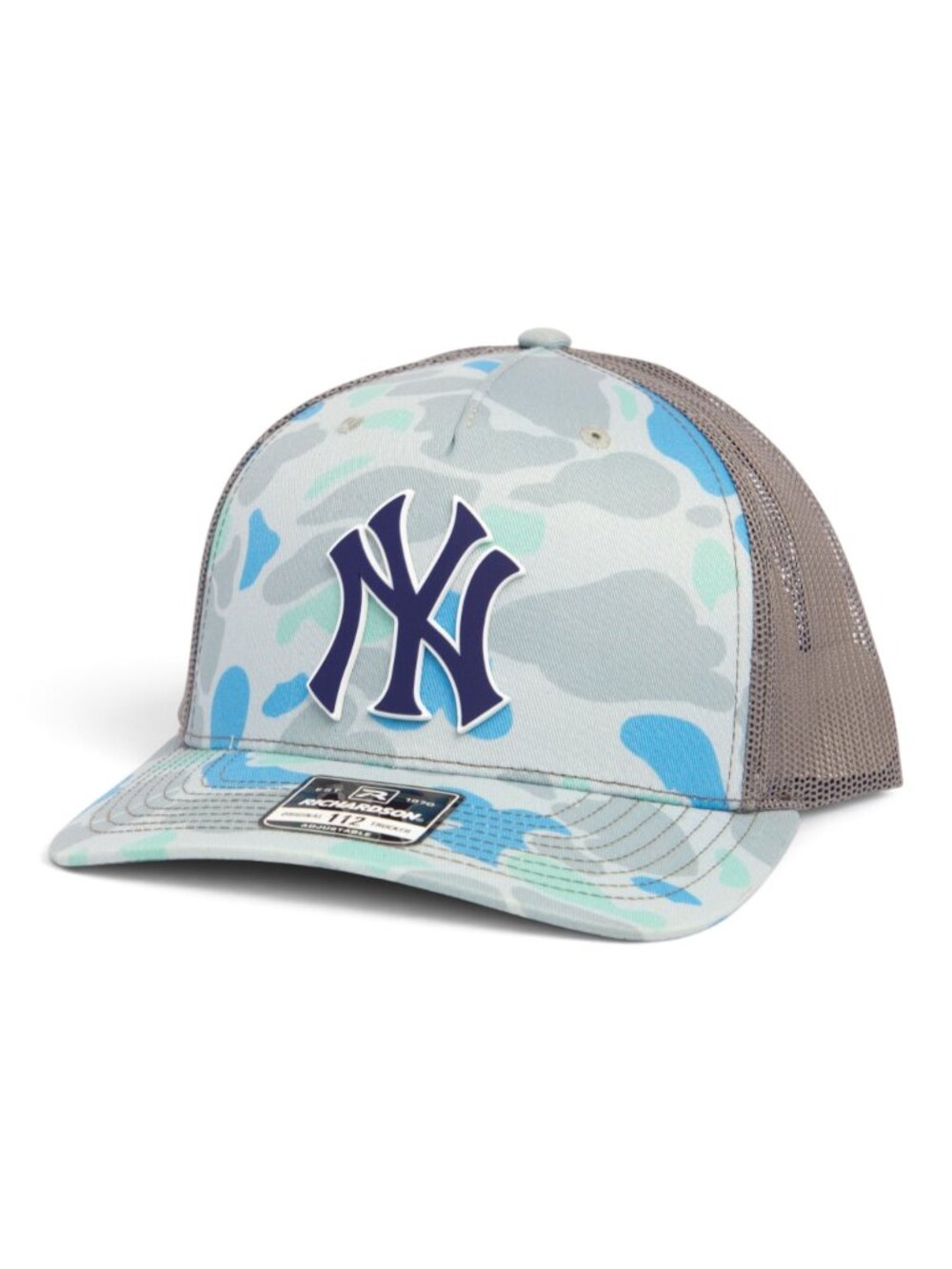 New York Yankees NY Navy 3D Snapback Trucker Hat- Saltwater Duck Camo/ Charcoal